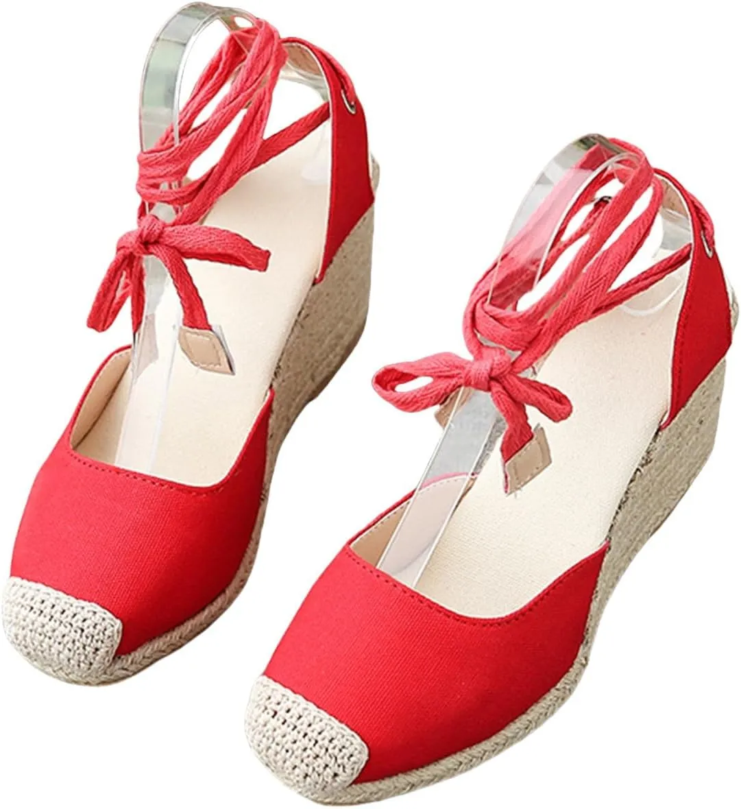 ZWRXW Womens Espadrilles Wedge Sandal Closed Toe Platform Sandals Platform Comfortable Soft Arch Support High Heels Wedge Sandals Ankle Strap Lace Up Summer Shoes