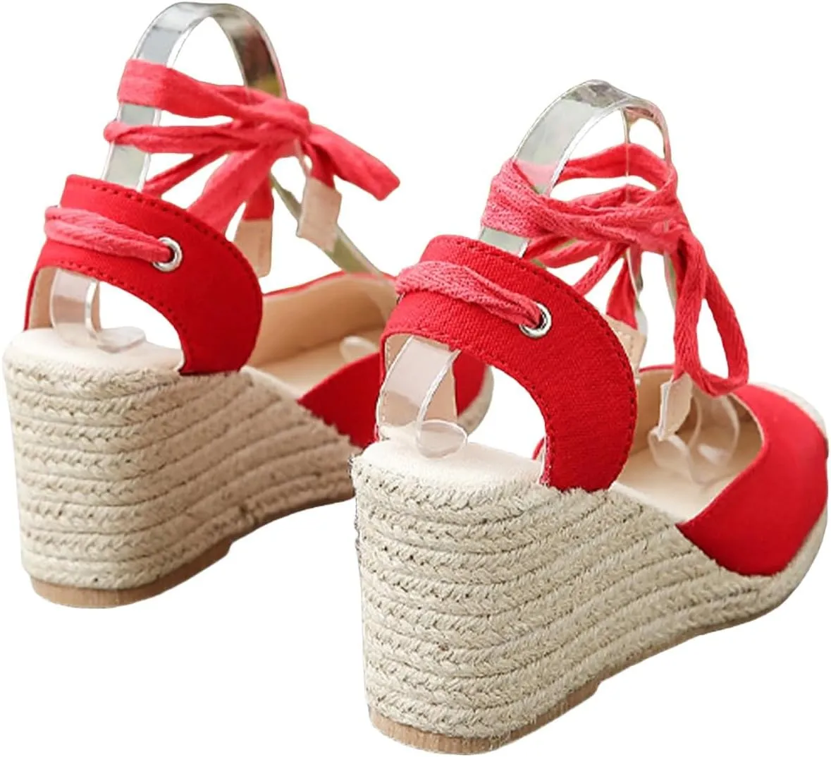 ZWRXW Womens Espadrilles Wedge Sandal Closed Toe Platform Sandals Platform Comfortable Soft Arch Support High Heels Wedge Sandals Ankle Strap Lace Up Summer Shoes