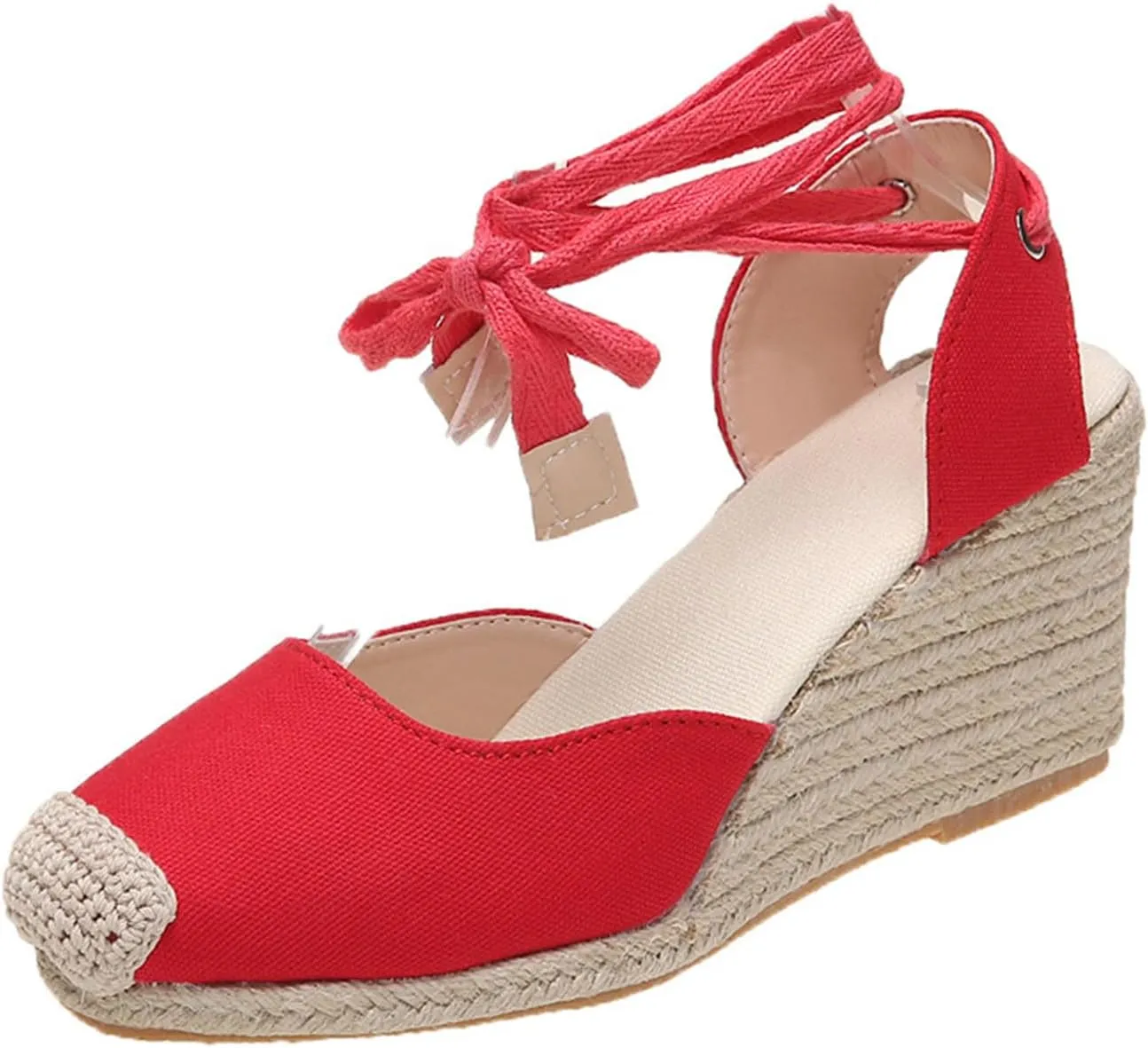 ZWRXW Womens Espadrilles Wedge Sandal Closed Toe Platform Sandals Platform Comfortable Soft Arch Support High Heels Wedge Sandals Ankle Strap Lace Up Summer Shoes